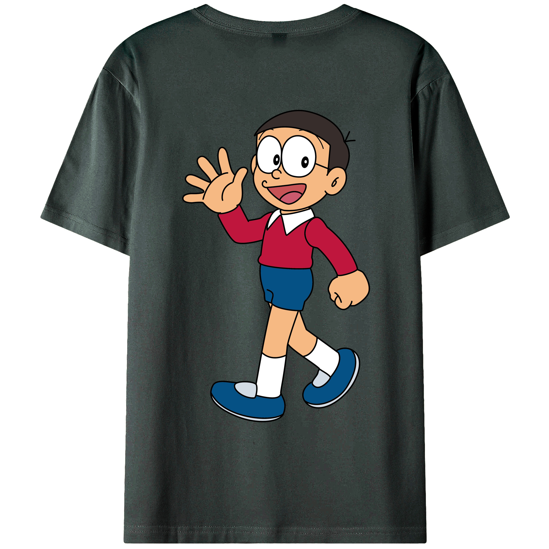（画像用） ドラえもん 野比 のび太 Doraemon Nobita Nobi 綿100％ メンズ半袖Tシャツ（バックプリント） 通気性